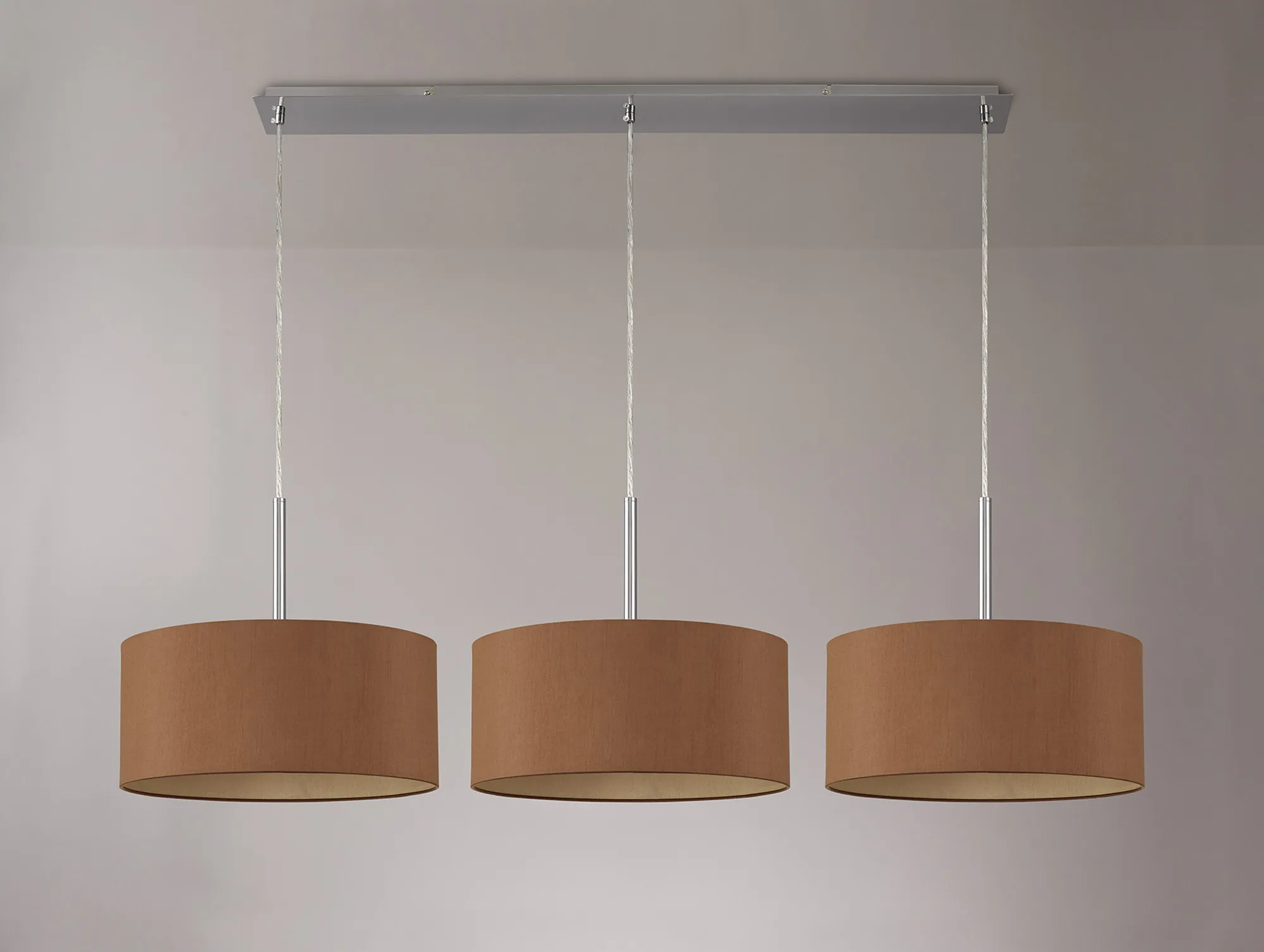 Baymont 40cm Shade 3 Light Pendant Satin Nickel, Raw Cocoa/Grecian Bronze DK0596  Deco Baymont SN RC